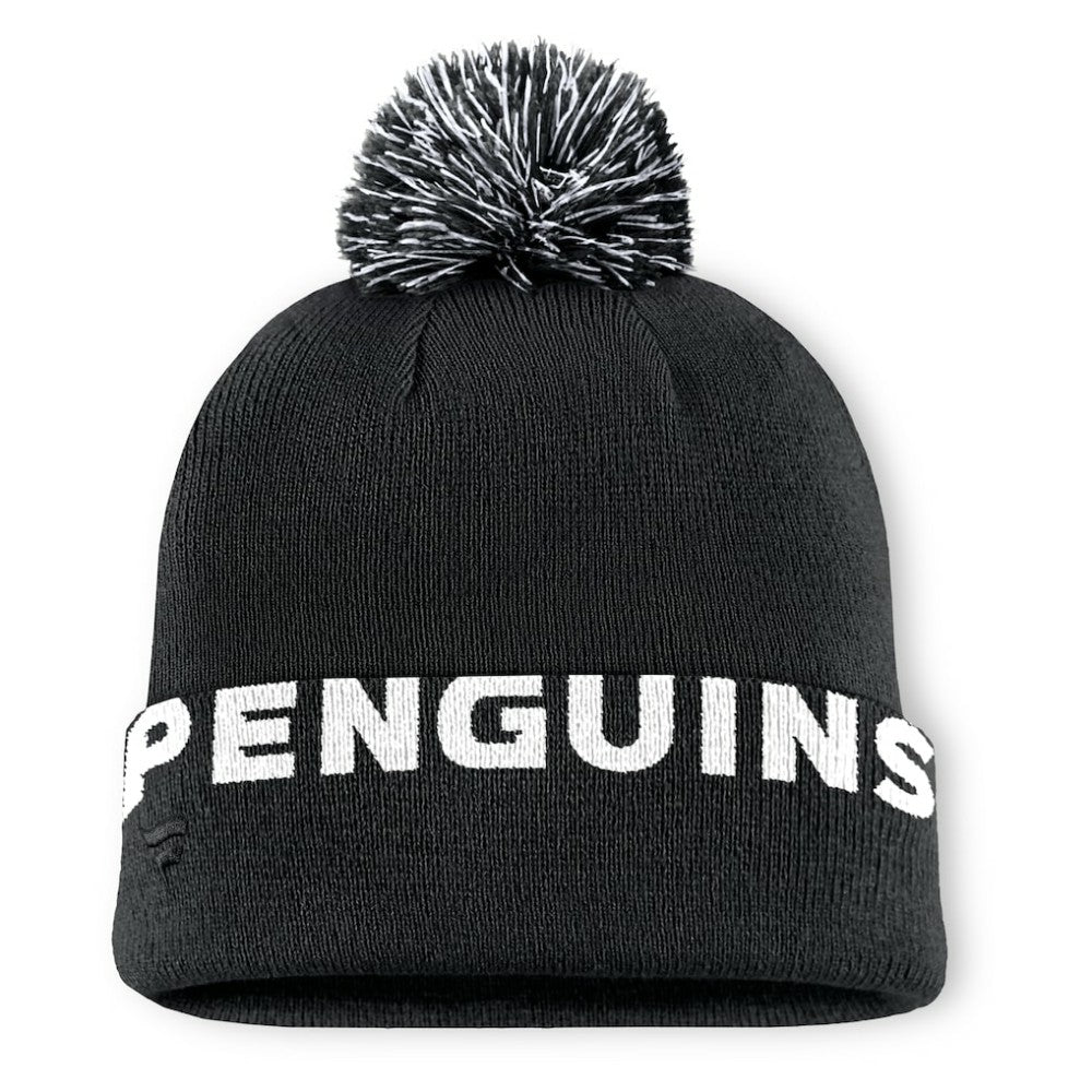 Pittsburgh Penguins Fanatics Fundamental High Stick Cuffed Knit Hat with Pom - Black | Fanatics discount