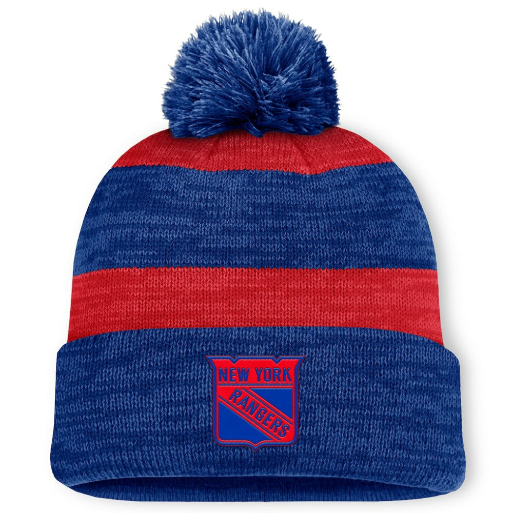 New York Rangers Fanatics Fundamental Red Line Cuffed Knit Hat with Pom - Navy | Fanatics sale