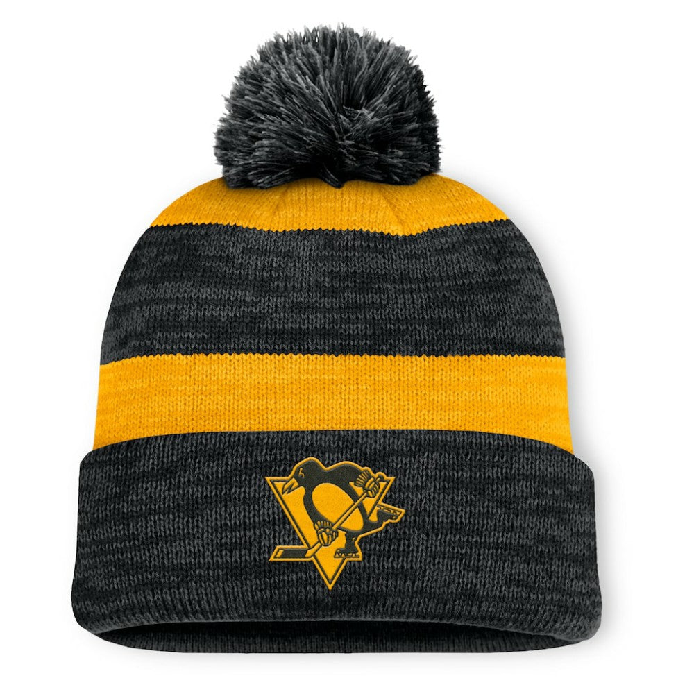 Pittsburgh Penguins Fanatics Fundamental Red Line Cuffed Knit Hat with Pom - Black | Fanatics near me
