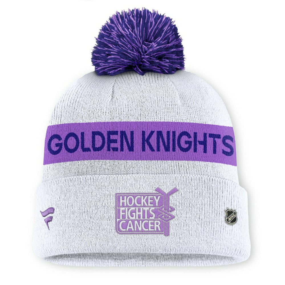 Vegas Golden Knights Fanatics Hockey Fights Cancer Cuffed Knit Hat with Pom - White | Fanatics near me
