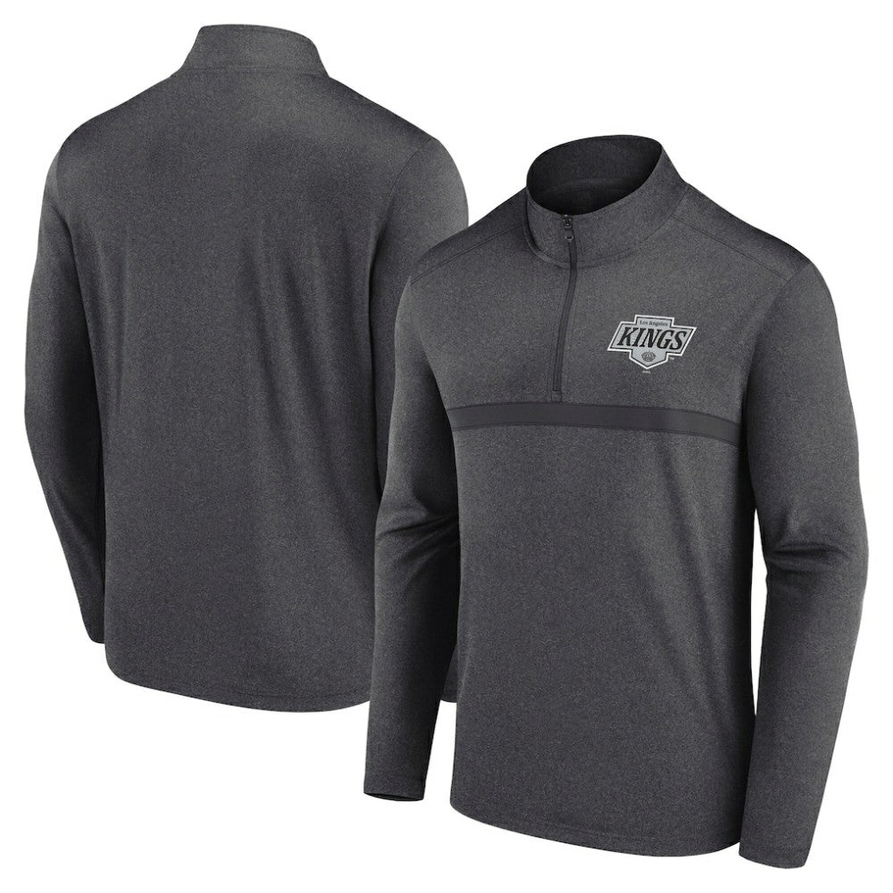 Los Angeles Kings Logo Athletic Head-to-Head Raglan Quarter-Zip Top - Heather Charcoal | NHL on sale