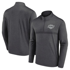 Los Angeles Kings Logo Athletic Head-to-Head Raglan Quarter-Zip Top - Heather Charcoal | NHL on sale