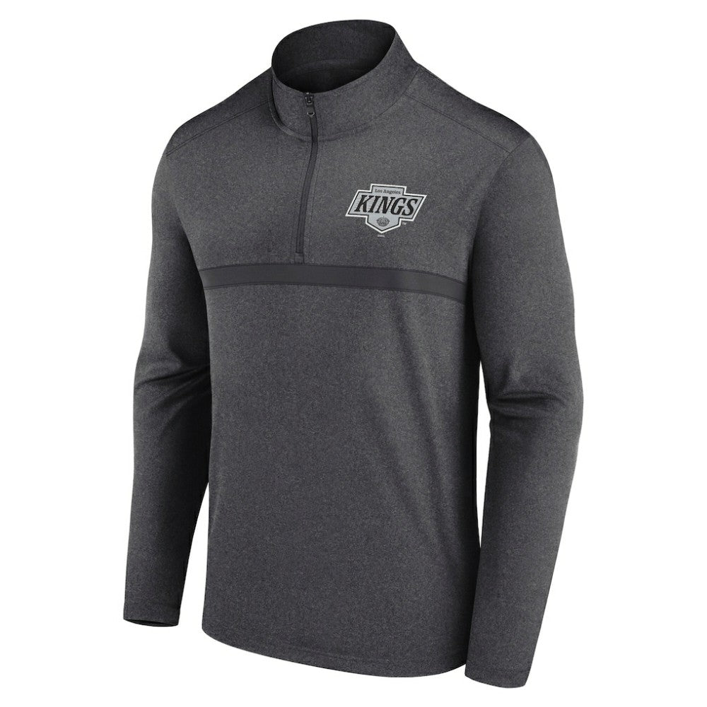 Los Angeles Kings Logo Athletic Head-to-Head Raglan Quarter-Zip Top - Heather Charcoal | NHL on sale
