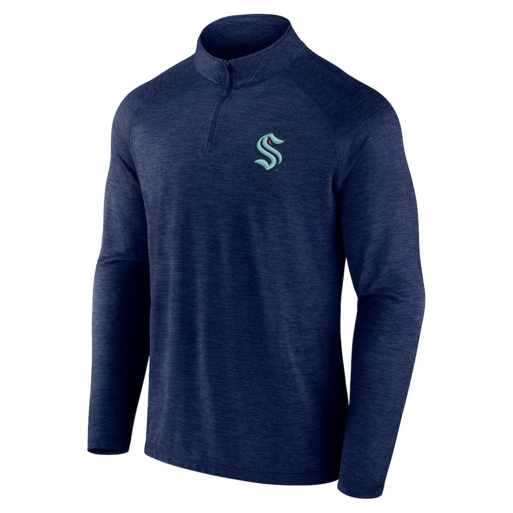 Seattle Kraken Logo Athletic Head-to-Head Raglan Quarter-Zip Top - Navy | NHL online