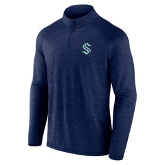 Seattle Kraken Logo Athletic Head-to-Head Raglan Quarter-Zip Top - Navy | NHL online
