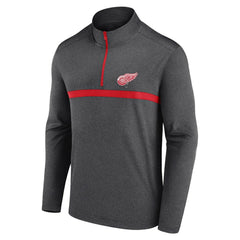 Detroit Red Wings Logo Athletic Head-to-Head Raglan Quarter-Zip Top - Heather Charcoal | NHL Clearance