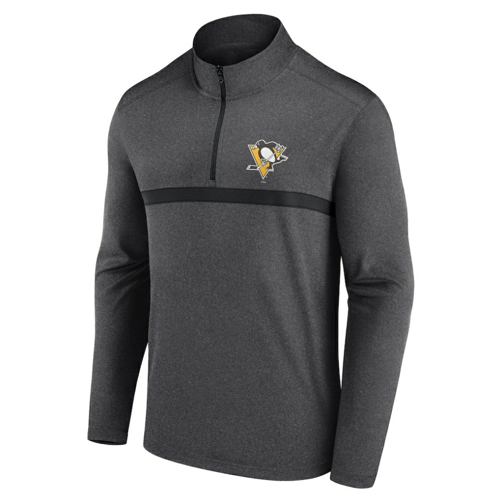 Pittsburgh Penguins Logo Athletic Head-to-Head Raglan Quarter-Zip Top - Heather Charcoal | NHL on sale