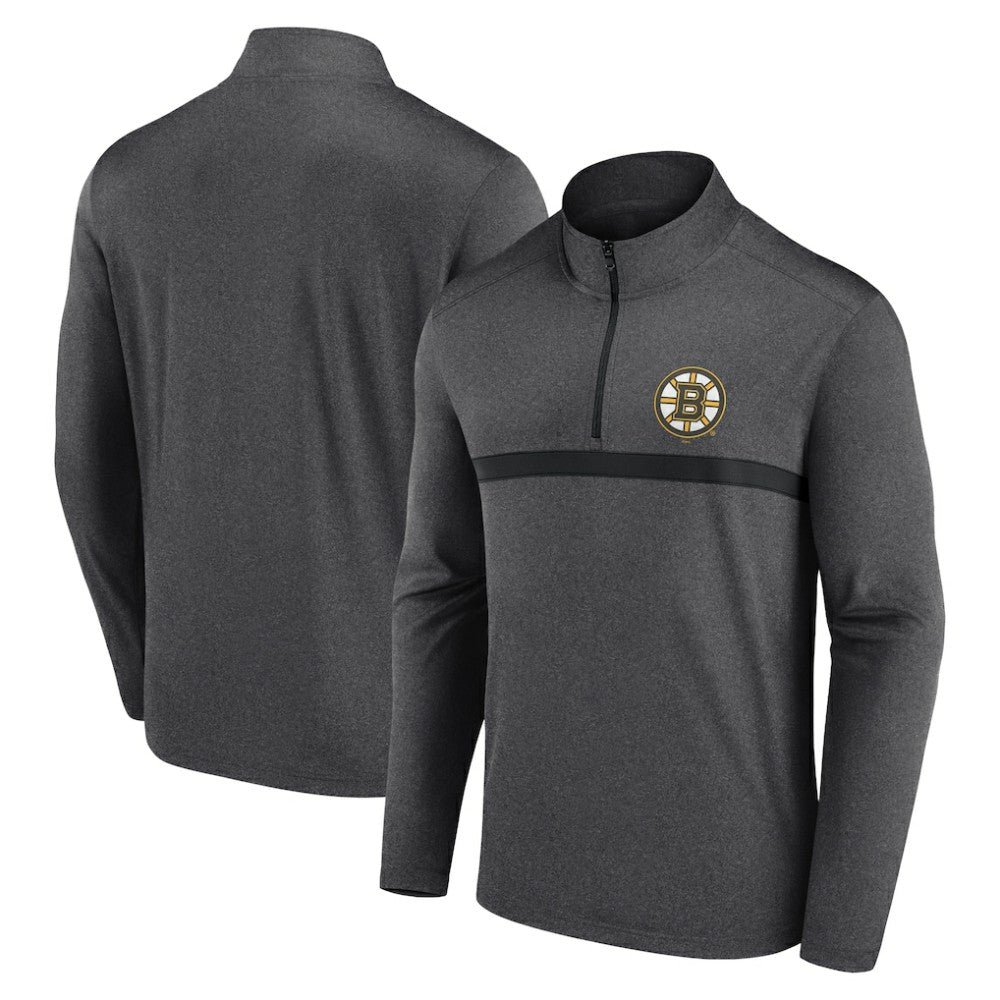 Boston Bruins Logo Athletic Head-to-Head Raglan Quarter-Zip Top - Heather Charcoal | NHL near me
