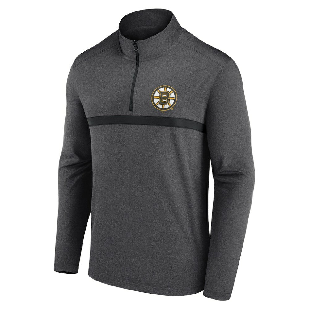 Boston Bruins Logo Athletic Head-to-Head Raglan Quarter-Zip Top - Heather Charcoal | NHL near me