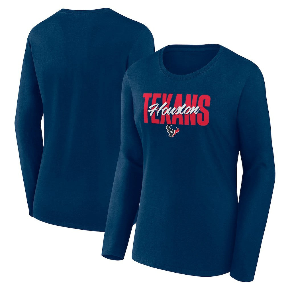Houston Texans Logo Athletic Women's Grip Long Sleeve T-Shirt - Navy - NFL