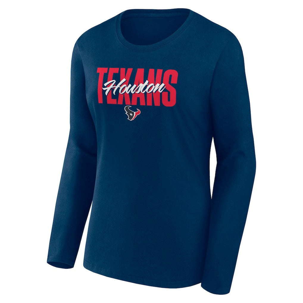 Houston Texans Logo Athletic Women's Grip Long Sleeve T-Shirt - Navy - NFL