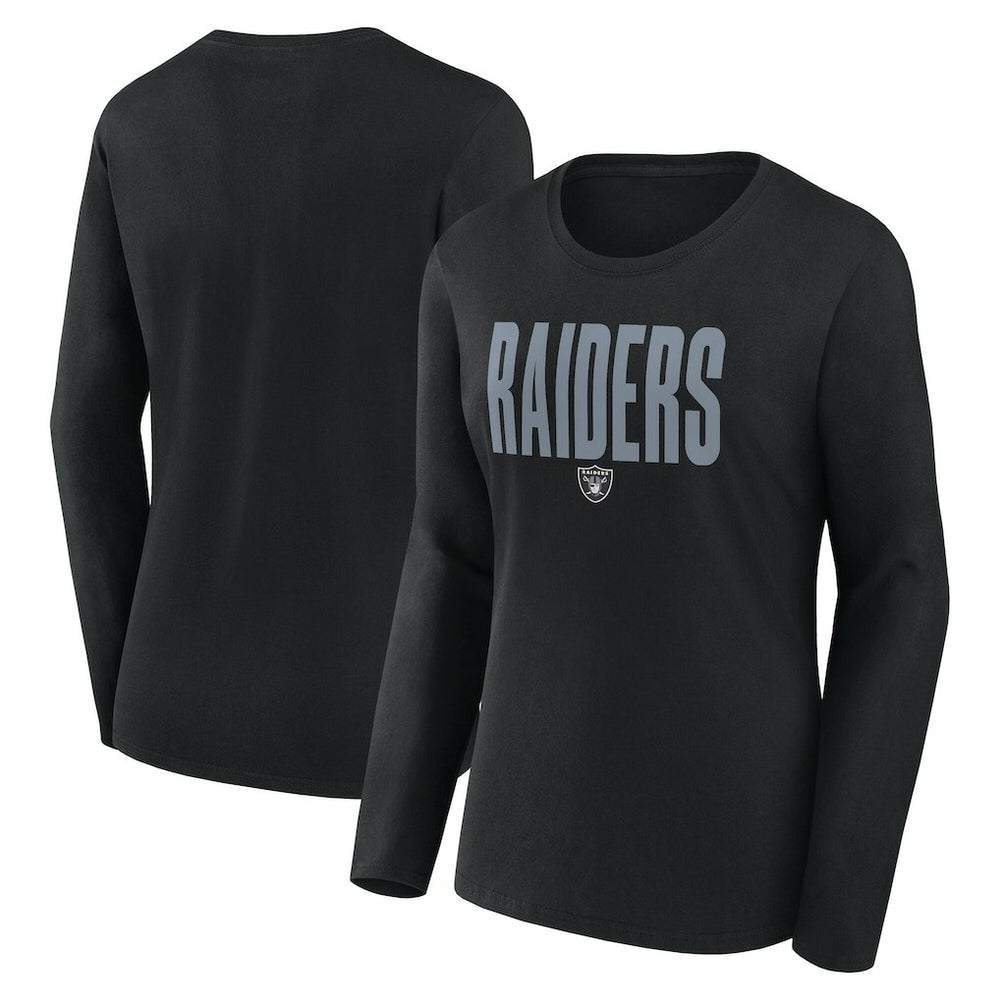 Las Vegas Raiders Logo Athletic Women's Grip Long Sleeve T-Shirt - Black - NFL