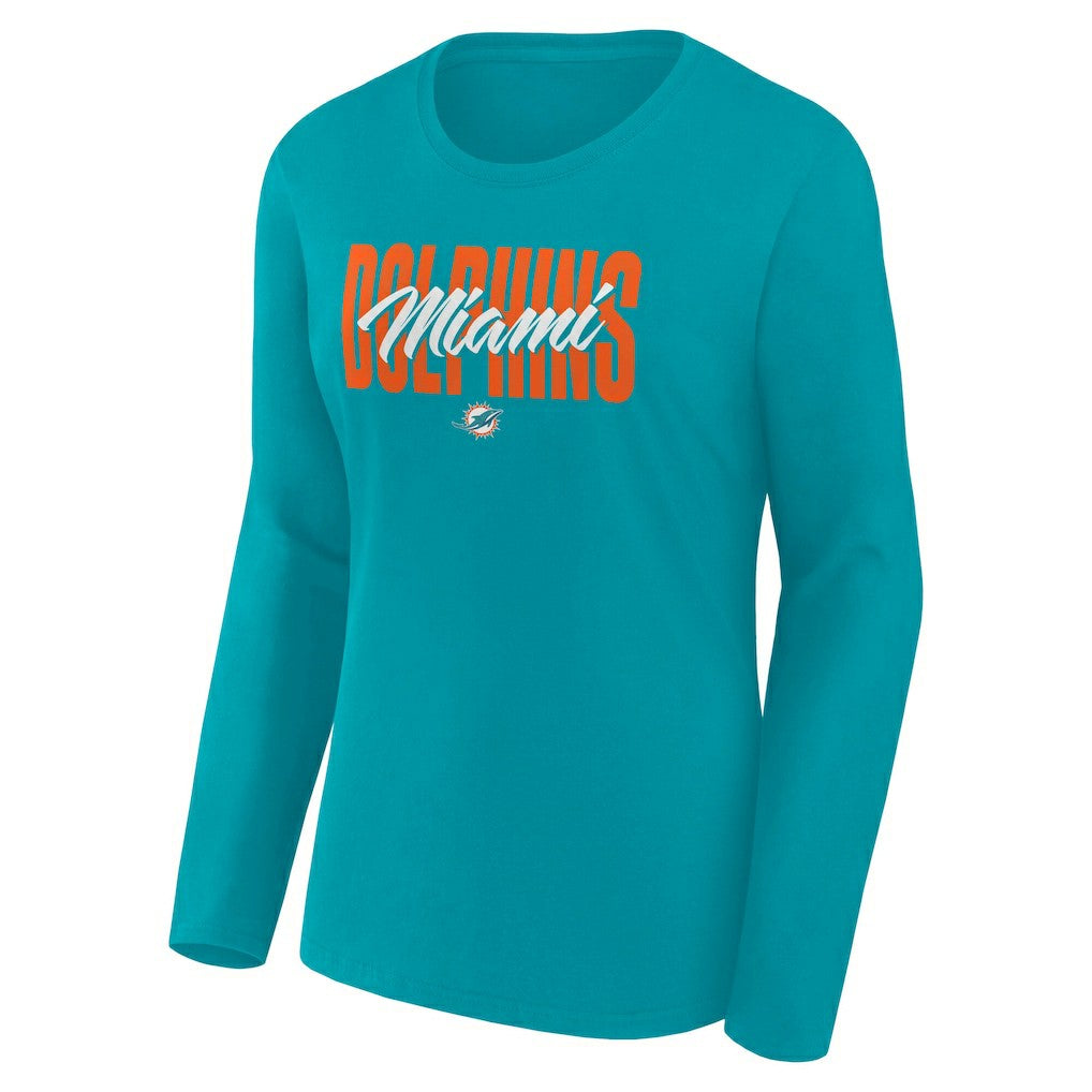 Miami Dolphins Logo Athletic Women's Grip Long Sleeve T-Shirt - Aqua - NFL