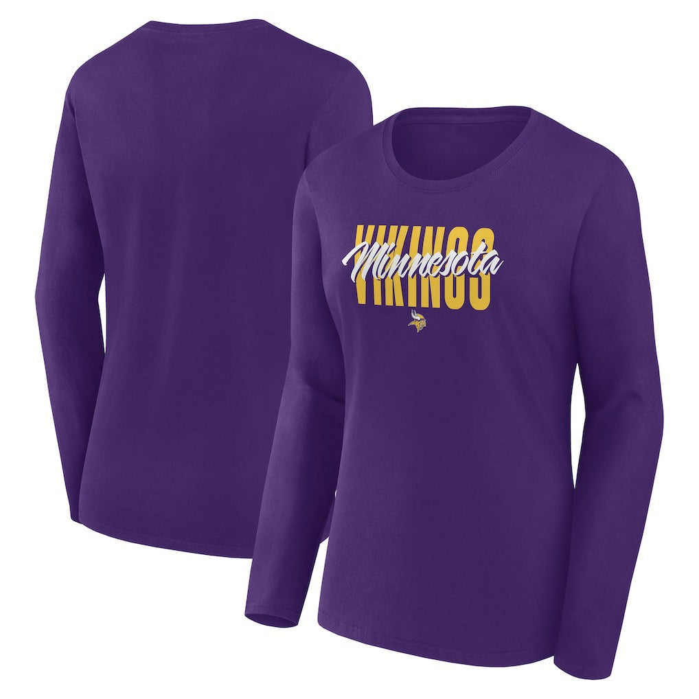 Minnesota Vikings Logo Athletic Women's Grip Long Sleeve T-Shirt - Purple - NFL