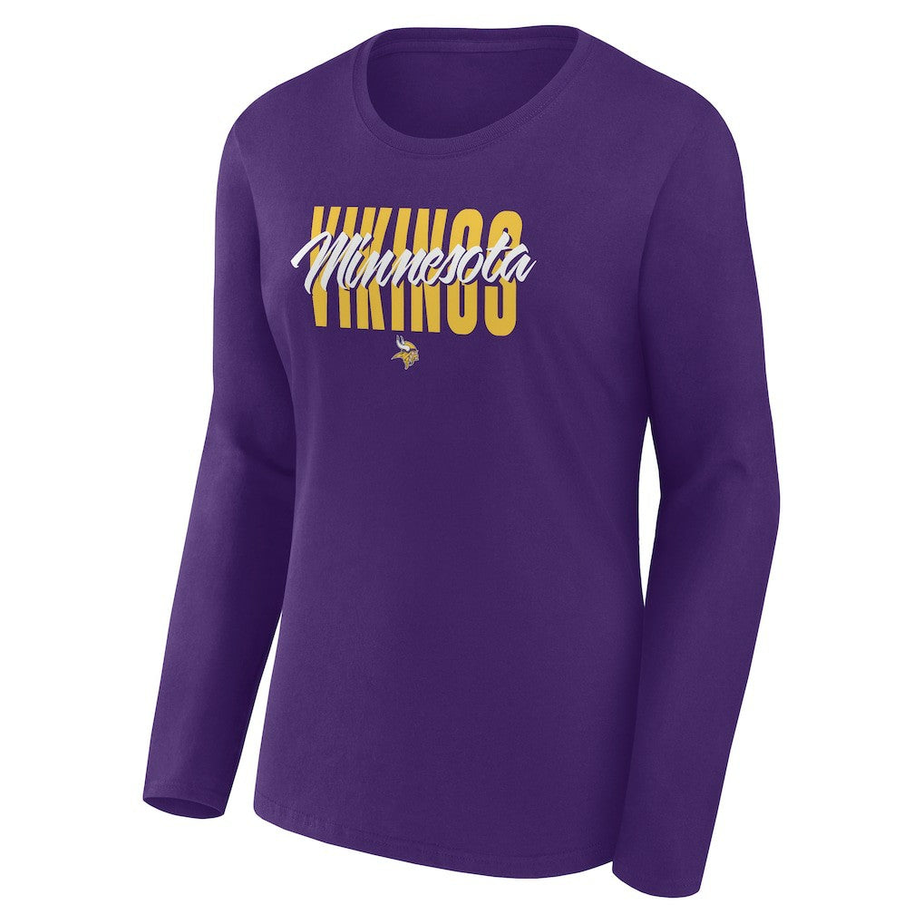Minnesota Vikings Logo Athletic Women's Grip Long Sleeve T-Shirt - Purple - NFL