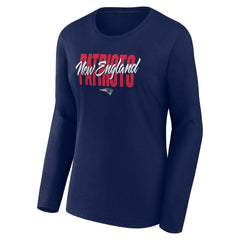 New England Patriots Logo Athletic Women's Grip Long Sleeve T-Shirt - Navy - NFL