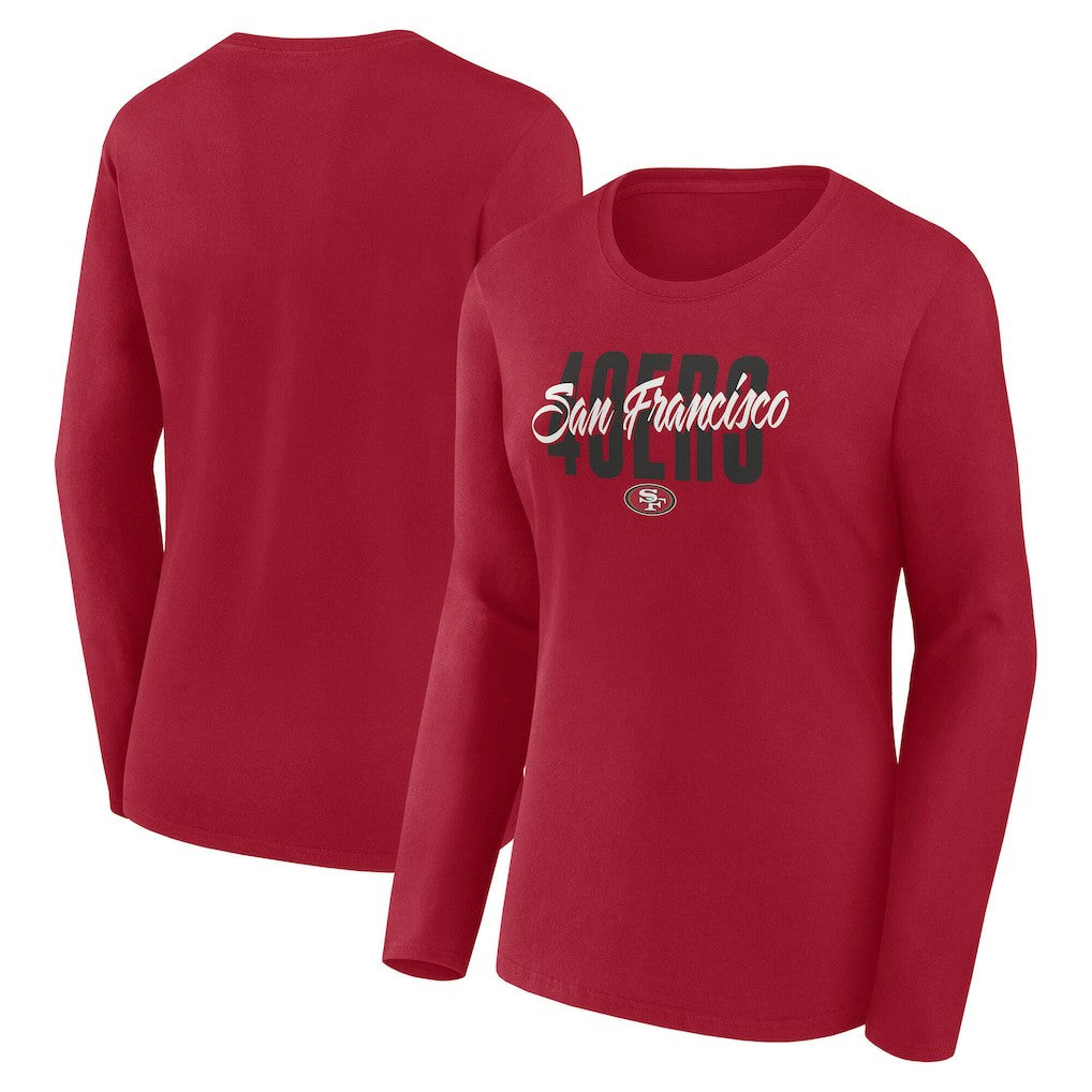 San Francisco 49ers Logo Athletic Women's Grip Long Sleeve T-Shirt - Scarlet - NFL