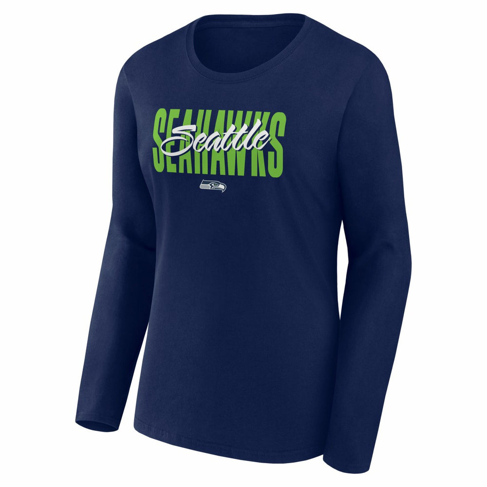 Seattle Seahawks Logo Athletic Women's Grip Long Sleeve T-Shirt - College Navy - NFL