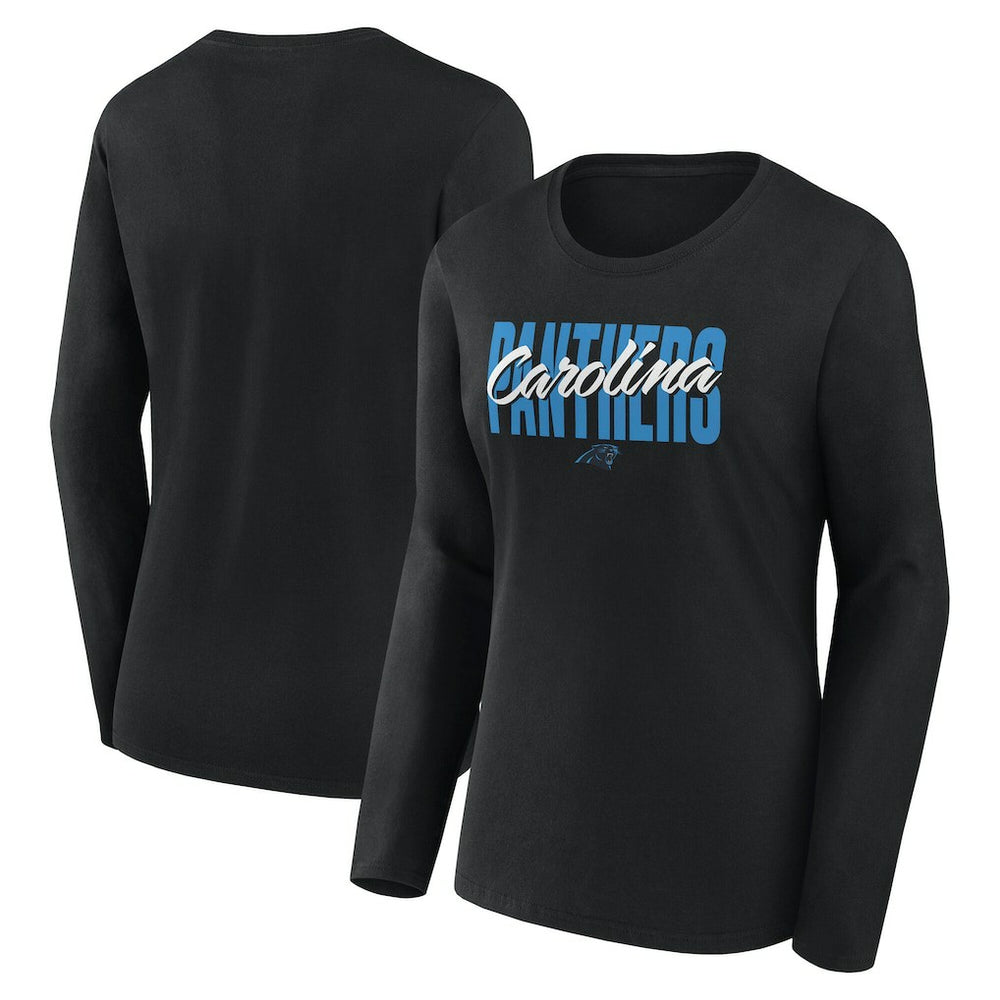 Carolina Panthers Logo Athletic Women's Grip Long Sleeve T-Shirt - Black - NFL