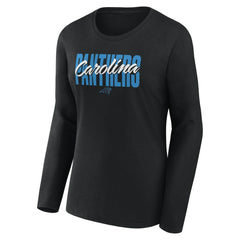 Carolina Panthers Logo Athletic Women's Grip Long Sleeve T-Shirt - Black - NFL