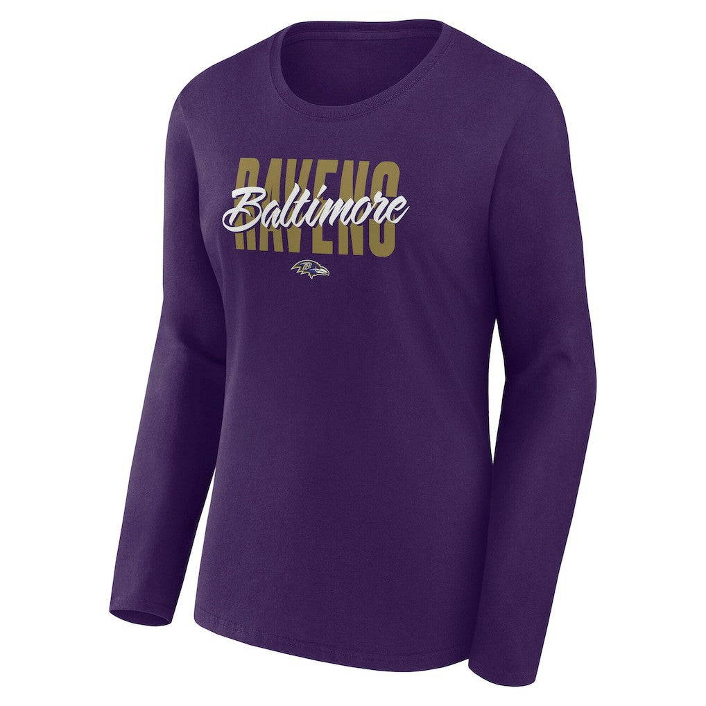 Baltimore Ravens Logo Athletic Women's Grip Long Sleeve T-Shirt - Purple - NFL