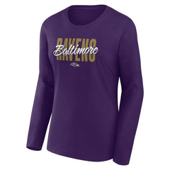 Baltimore Ravens Logo Athletic Women's Grip Long Sleeve T-Shirt - Purple - NFL