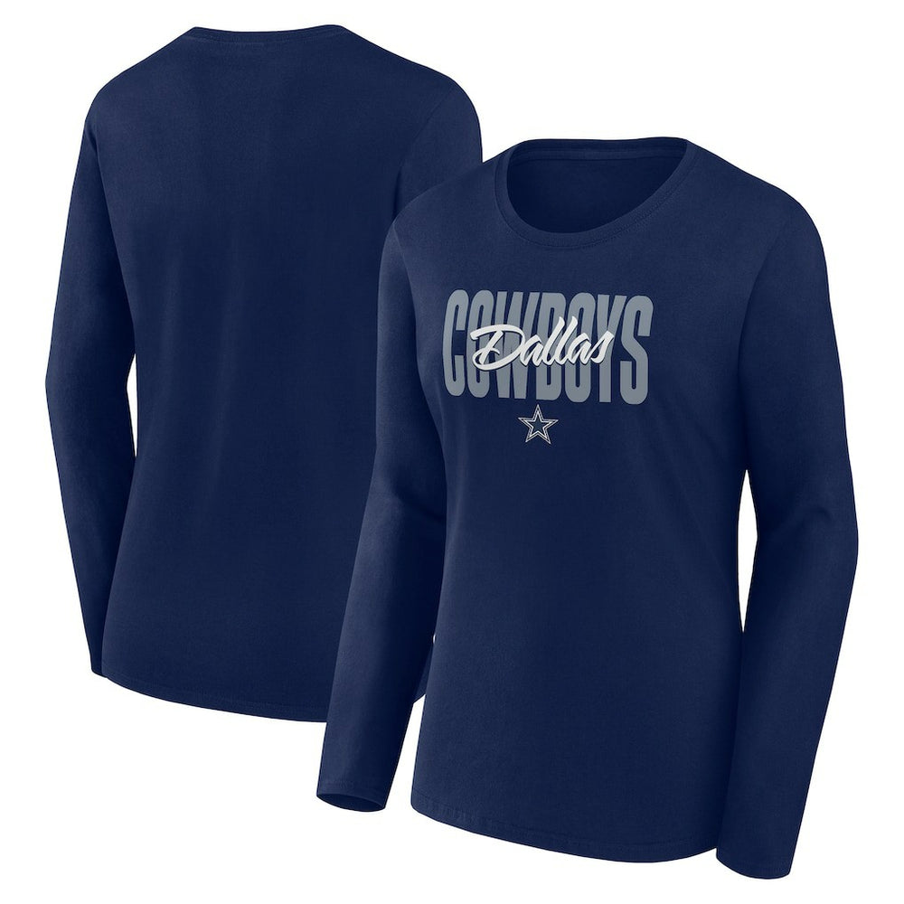 Dallas Cowboys Logo Athletic Women's Grip Long Sleeve T-Shirt - Navy - NFL