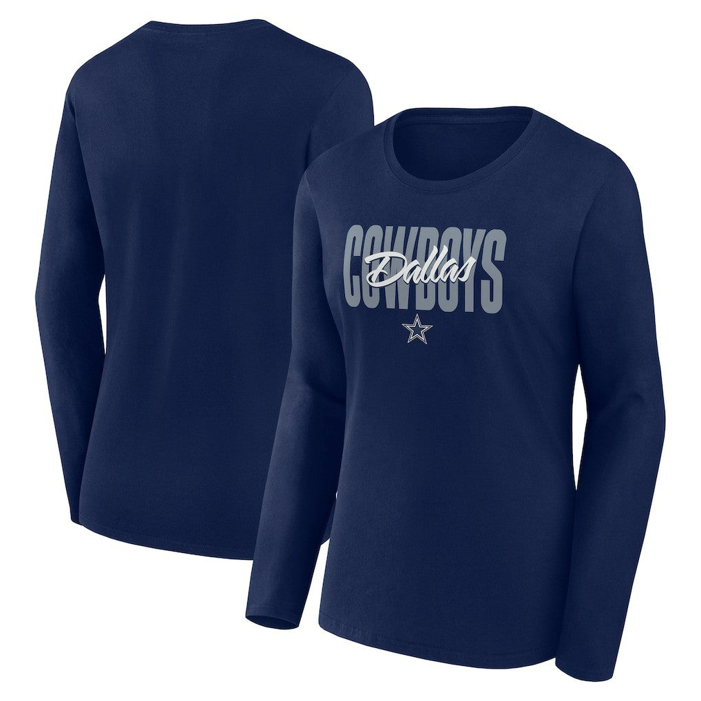 Dallas Cowboys Logo Athletic Women's Grip Long Sleeve T-Shirt - Navy - NFL