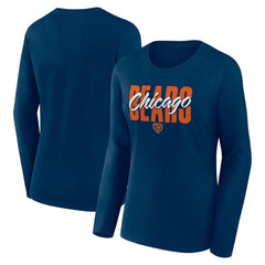Chicago Bears Logo Athletic Women's Grip Long Sleeve T-Shirt - Navy - NFL