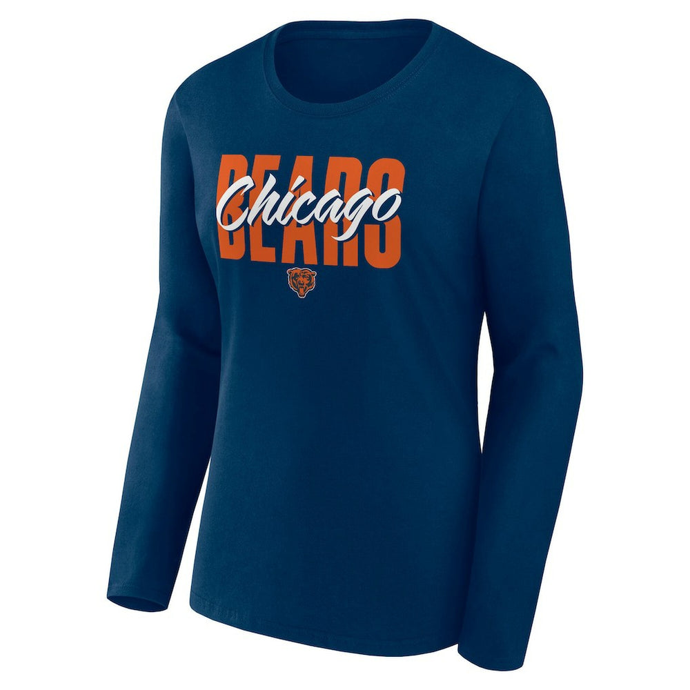 Chicago Bears Logo Athletic Women's Grip Long Sleeve T-Shirt - Navy - NFL