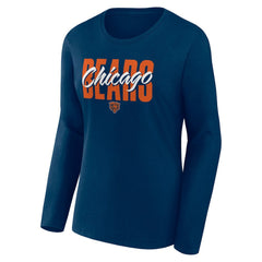 Chicago Bears Logo Athletic Women's Grip Long Sleeve T-Shirt - Navy - NFL