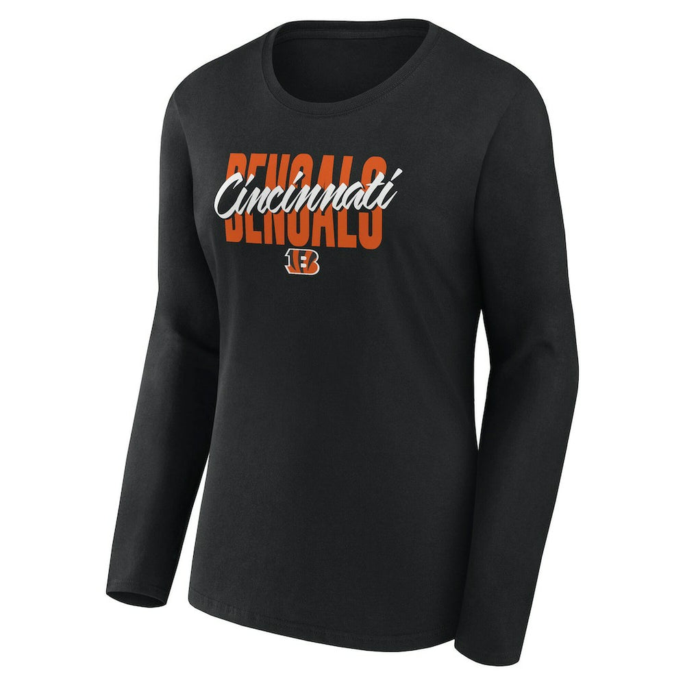Cincinnati Bengals Logo Athletic Women's Grip Long Sleeve T-Shirt - Black - NFL