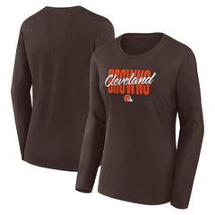 Cleveland Browns Logo Athletic Women's Grip Long Sleeve T-Shirt - Brown - NFL