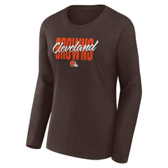 Cleveland Browns Logo Athletic Women's Grip Long Sleeve T-Shirt - Brown - NFL
