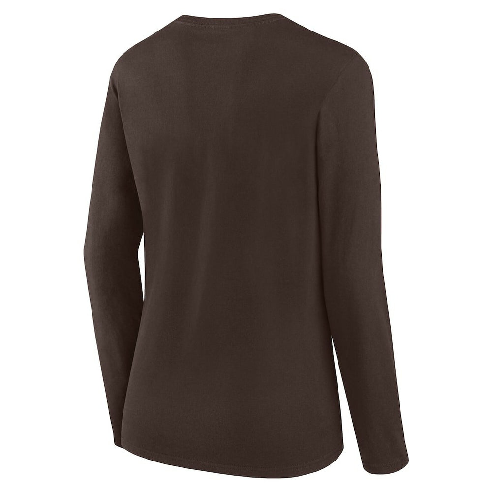 Cleveland Browns Logo Athletic Women's Grip Long Sleeve T-Shirt - Brown - NFL