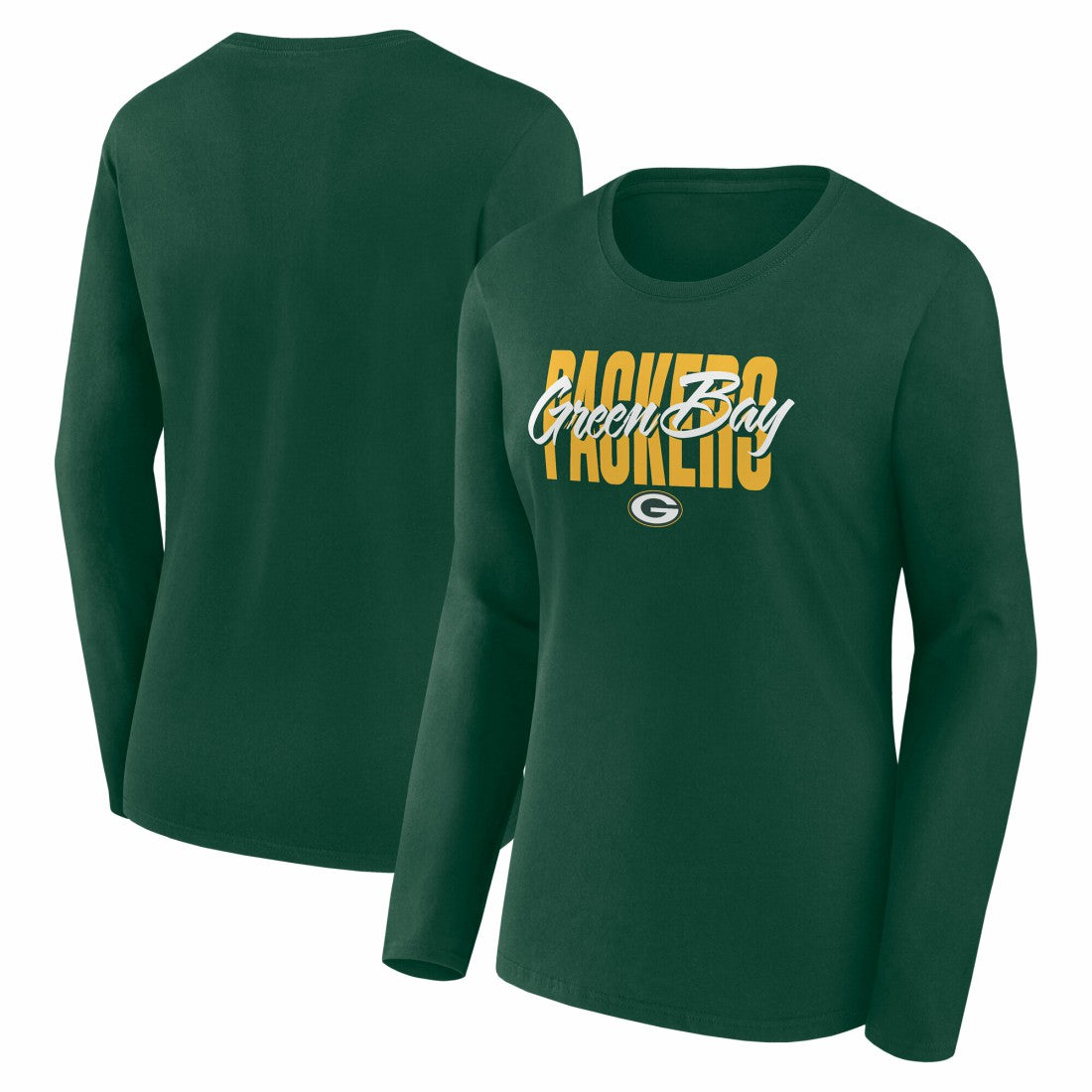 Green Bay Packers Logo Athletic Women's Grip Long Sleeve T-Shirt - Green - NFL