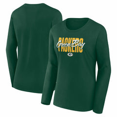 Green Bay Packers Logo Athletic Women's Grip Long Sleeve T-Shirt - Green - NFL