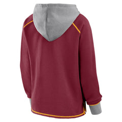 Washington Commanders Logo Athletic Women's Boom Fleece Pullover V-Neck Hoodie - Burgundy - NFL