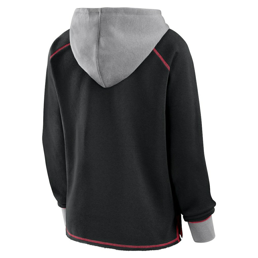 Atlanta Falcons Logo Athletic Women's Boom Fleece Pullover V-Neck Hoodie - Black - NFL