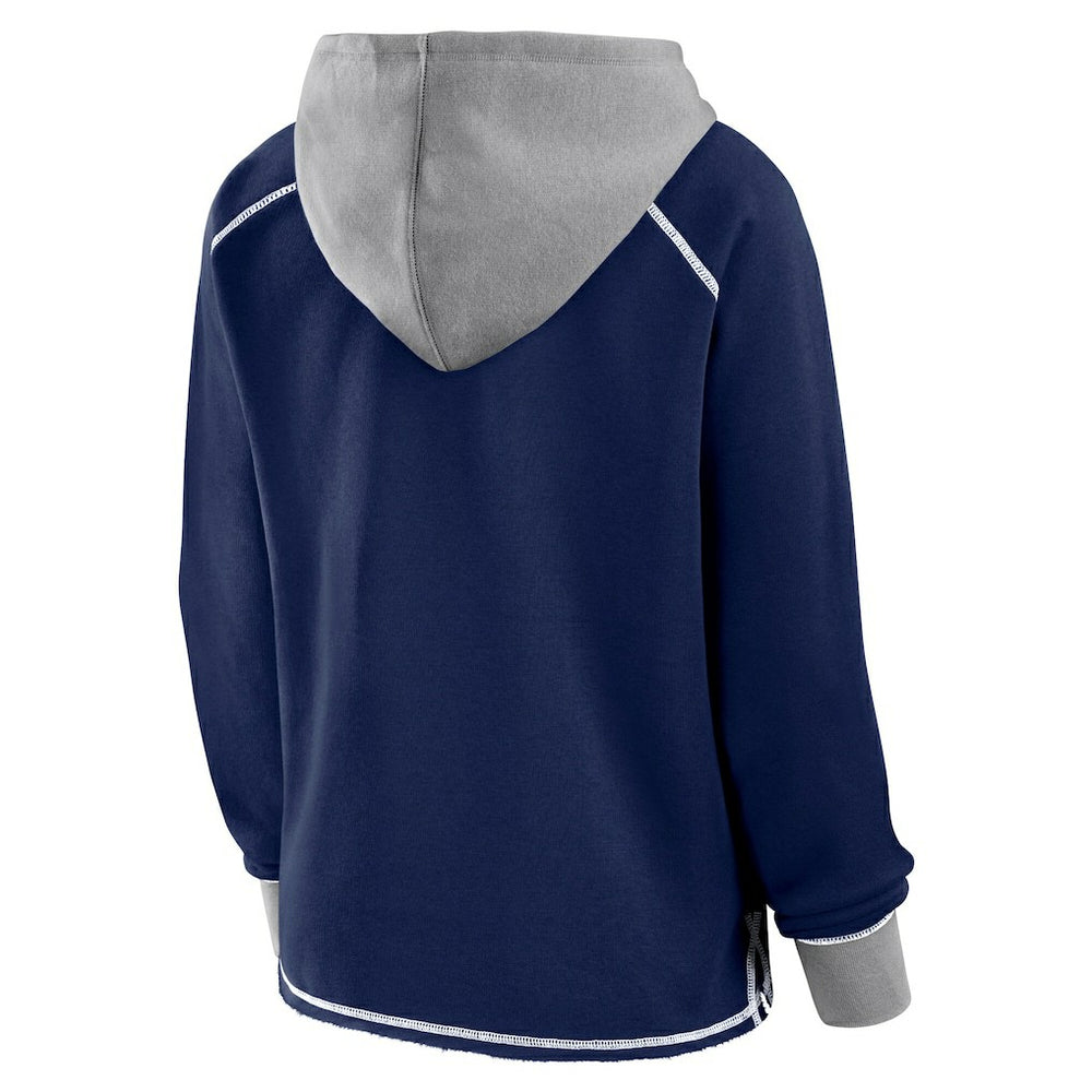 Dallas Cowboys Logo Athletic Women's Boom Fleece Pullover V-Neck Hoodie - Navy - NFL