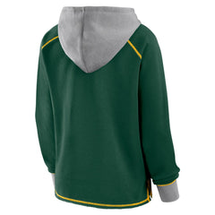 Green Bay Packers Logo Athletic Women's Boom Fleece Pullover V-Neck Hoodie - Green - NFL