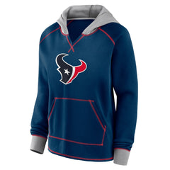 Houston Texans Logo Athletic Women's Boom Fleece Pullover V-Neck Hoodie - Navy - NFL