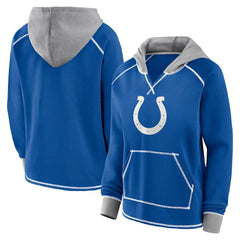 Indianapolis Colts Logo Athletic Women's Boom Fleece Pullover V-Neck Hoodie - Royal - NFL