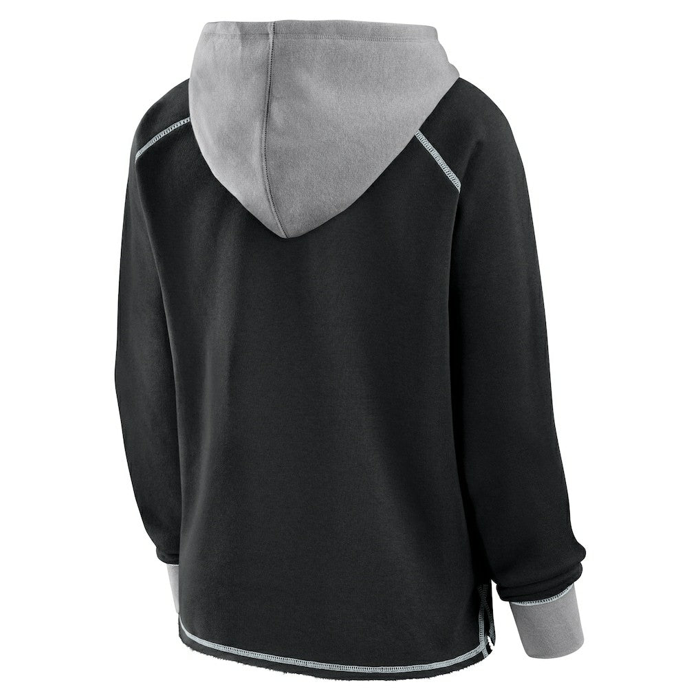 Las Vegas Raiders Logo Athletic Women's Boom Fleece Pullover V-Neck Hoodie - Black - NFL