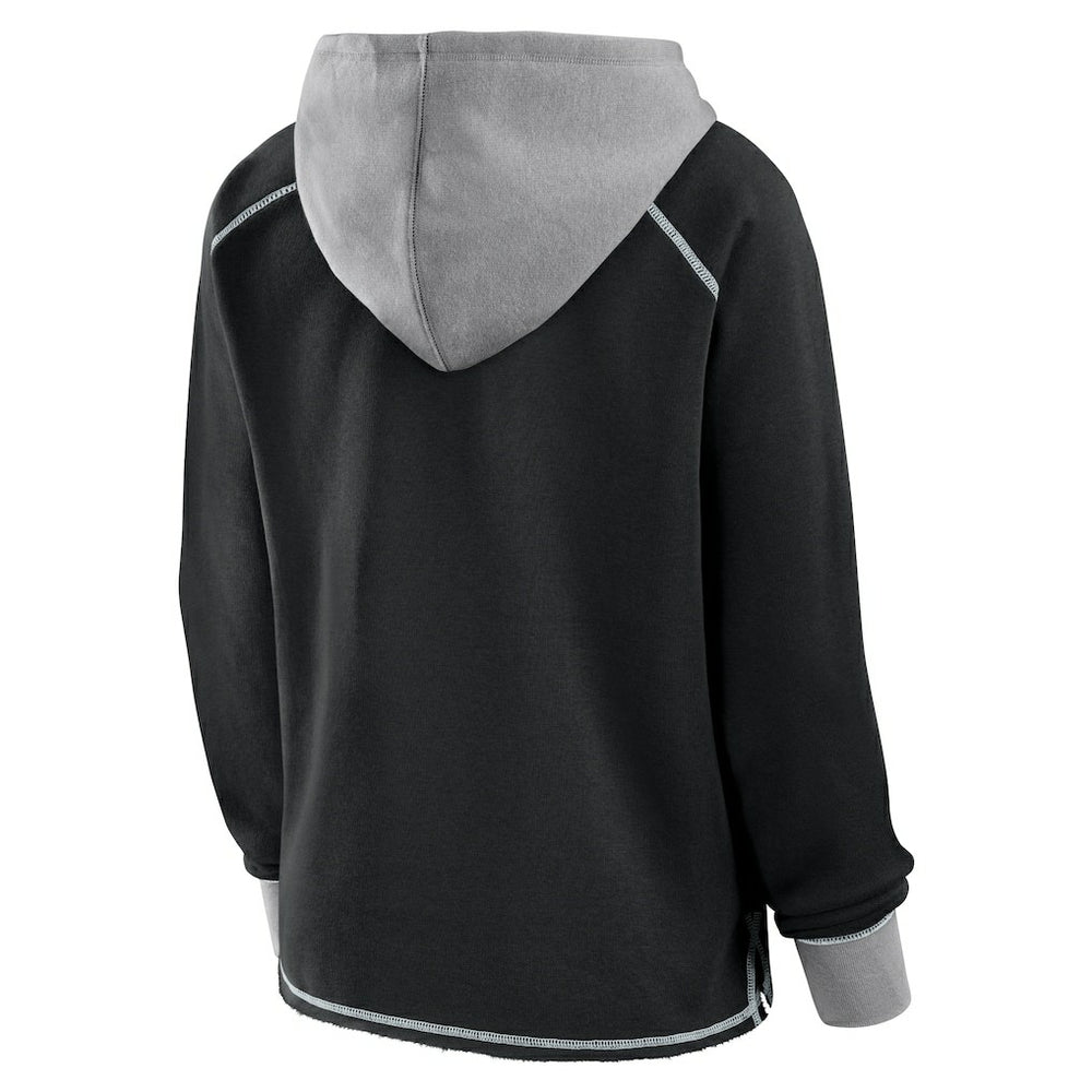 Las Vegas Raiders Logo Athletic Women's Boom Fleece Pullover V-Neck Hoodie - Black - NFL