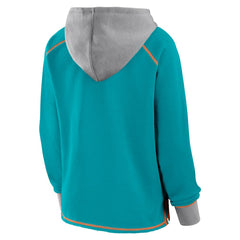 Miami Dolphins Logo Athletic Women's Boom Fleece Pullover V-Neck Hoodie - Aqua - NFL