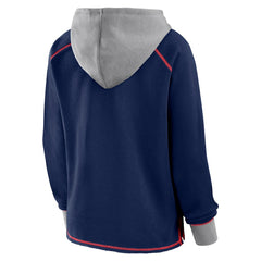 New England Patriots Logo Athletic Women's Boom Fleece Pullover V-Neck Hoodie - Navy - NFL