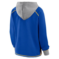 Los Angeles Rams Logo Athletic Women's Boom Fleece Pullover V-Neck Hoodie - Royal - NFL