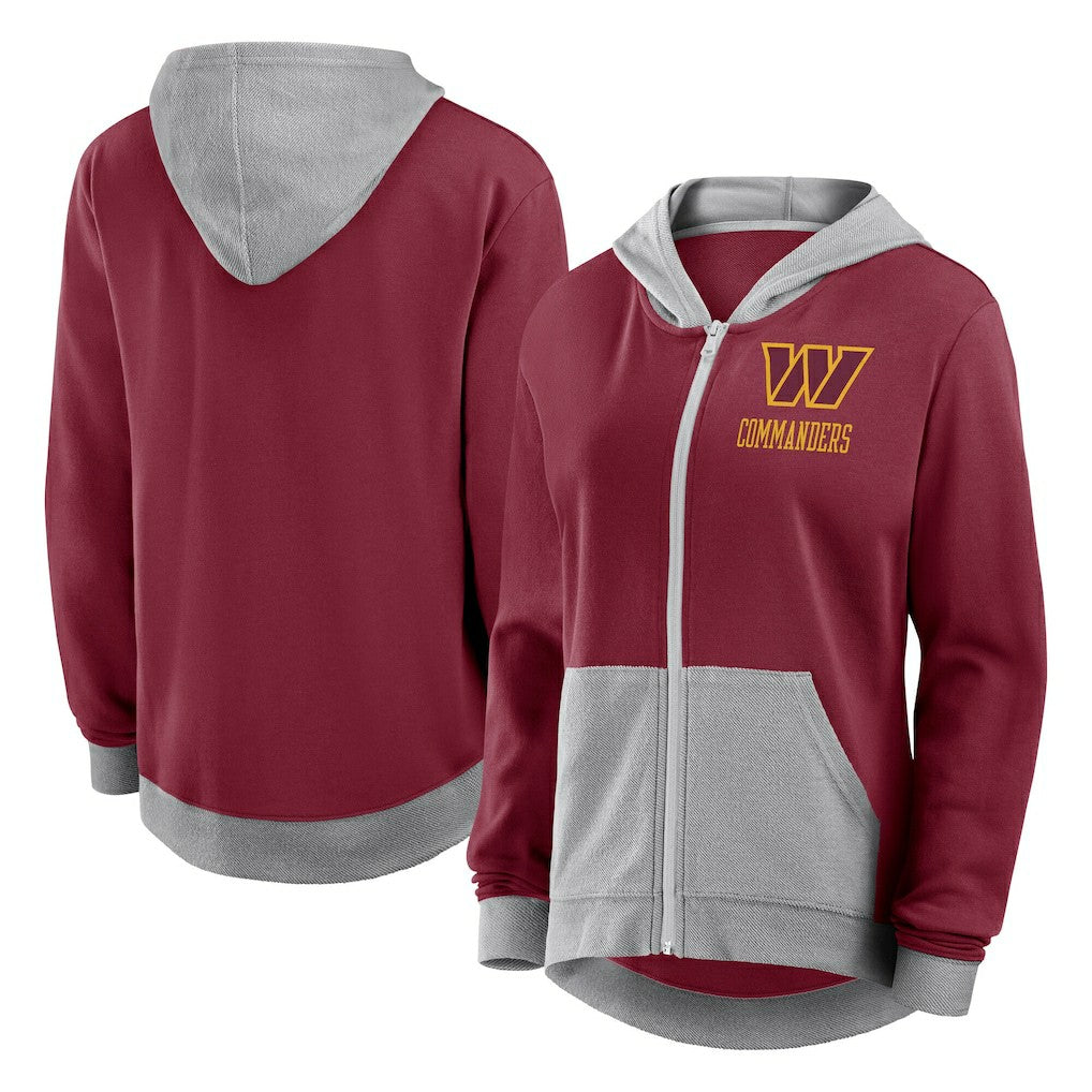 Washington Commanders Logo Athletic Women's Hit It French Terry Full-Zip Hoodie - Burgundy - NFL