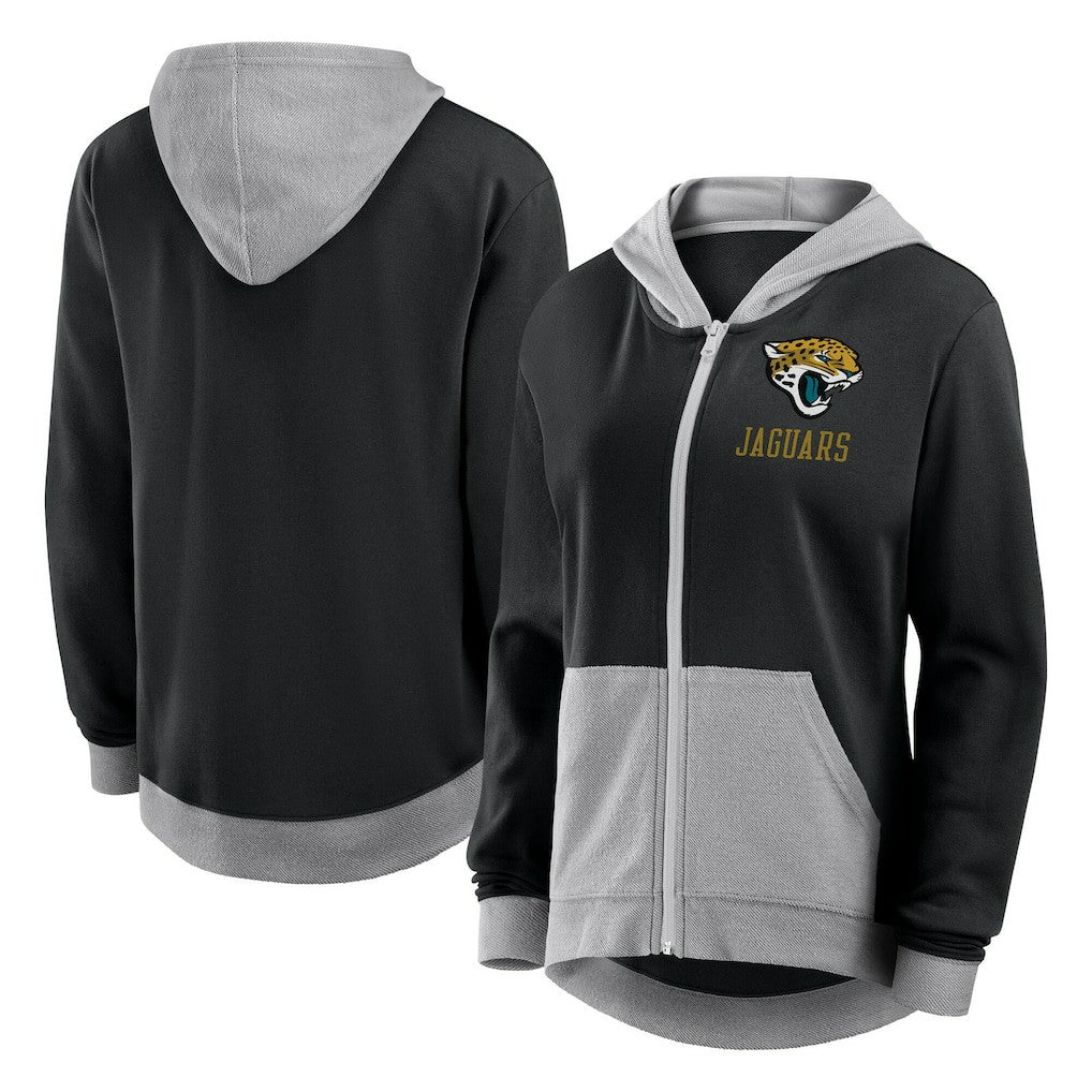Jacksonville Jaguars Logo Athletic Women's Hit It French Terry Full-Zip Hoodie - Black - NFL